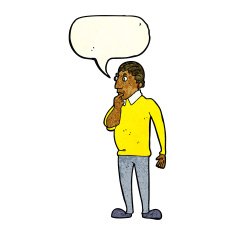 cartoon curious man with speech bubble N15