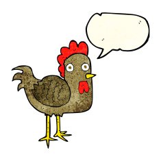 cartoon chicken with speech bubble N4