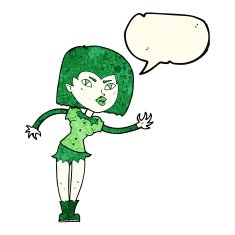 cartoon vampire girl with speech bubble N50