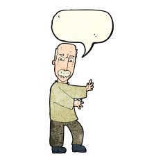 cartoon angry old man with speech bubble N30