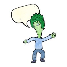 cartoon vampire man with speech bubble N24