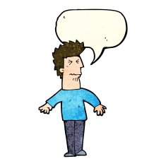 cartoon stressed man with speech bubble N16
