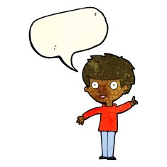 cartoon boy with idea speech bubble N24