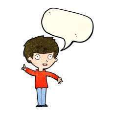 cartoon boy with idea speech bubble N25