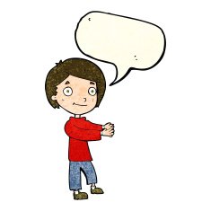 Cartoon happy boy with speech bubble N52