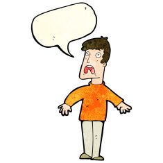 cartoon terrified man with speech bubble N43