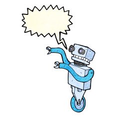 cartoon funny robot with speech bubble N17