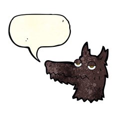 cartoon wolf head with speech bubble N5