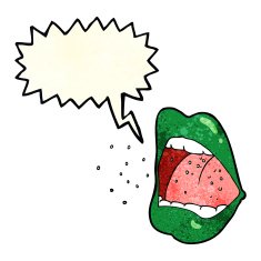 cartoon sneezing mouth with speech bubble N3