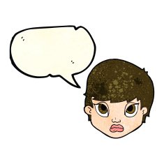 cartoon sulking woman with speech bubble N4