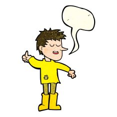 cartoon poor boy with positive attitude speech bubble N4