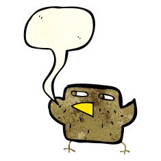 cartoon bird with speech bubble N65