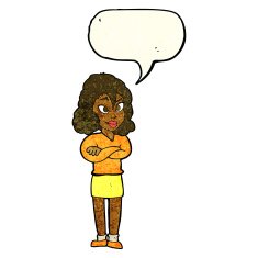 cartoon woman with crossed arms speech bubble N11
