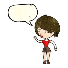 cartoon waving woman with speech bubble N35