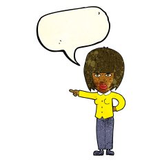 cartoon pointing annoyed woman with speech bubble N3