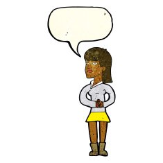 cartoon woman waiting with speech bubble N5