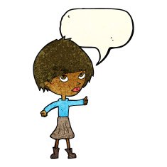 cartoon woman giving thumbs up symbol with speech bubble N14