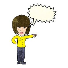 cartoon pointing annoyed woman with speech bubble N4