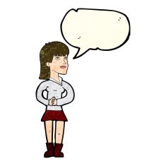 cartoon woman waiting with speech bubble N6