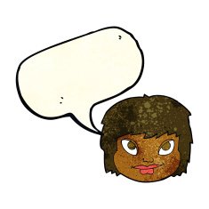 cartoon female face with speech bubble N29