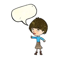 cartoon woman giving thumbs up symbol with speech bubble N15