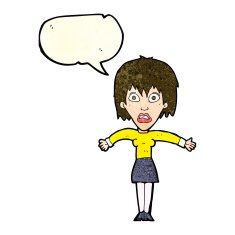 cartoon shocked woman with speech bubble N24