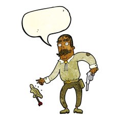 cartoon wild west cowboy with speech bubble N2
