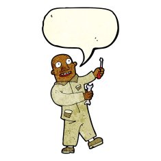 cartoon mechanic with speech bubble N3