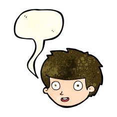 cartoon happy boy's face with speech bubble N6