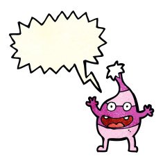 cartoon funny creature with speech bubble N8
