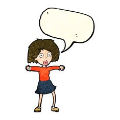 cartoon surprised woman with speech bubble N50