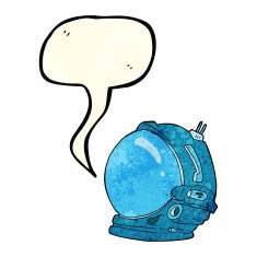 cartoon astronaut helmet with speech bubble N7
