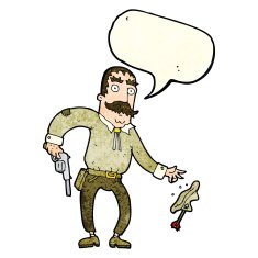cartoon wild west cowboy with speech bubble N3