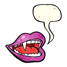 cartoon vampire mouth with speech bubble N5