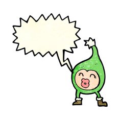 cartoon funny christmas creature with speech bubble N4