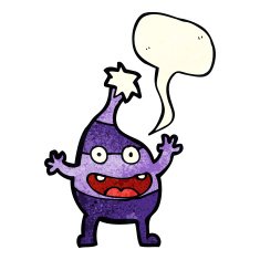 cartoon funny christmas creature with speech bubble N5
