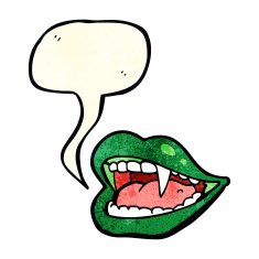 cartoon vampire mouth with speech bubble N6