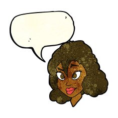 cartoon pretty woman with speech bubble N57