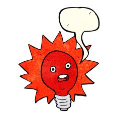 cartoon red lightbulb with speech bubble N3