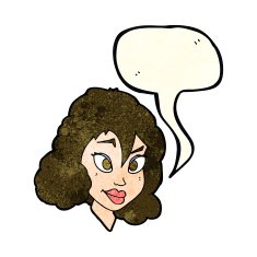 cartoon pretty woman with speech bubble N58