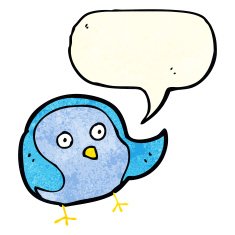cartoon bird with speech bubble N69
