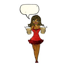 cartoon beer festival girl with speech bubble N3