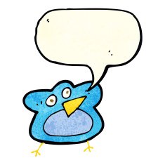 funny cartoon robin with speech bubble N3