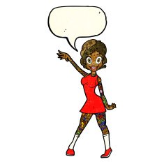cartoon woman with tattoos speech bubble N3