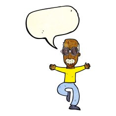cartoon old man wearing big glasses with speech bubble N3