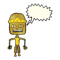 funny cartoon robot with speech bubble N11