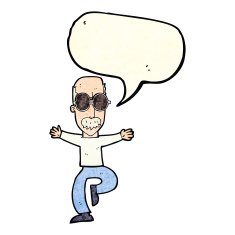 cartoon old man wearing big glasses with speech bubble N4