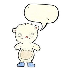 cartoon teddy polar bear wearing boots with speech bubble N2