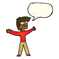 cartoon woman wearing glasses with speech bubble N5