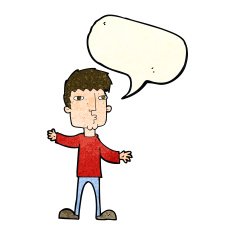 cartoon curious man with speech bubble N17